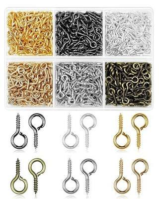 FIVEIZERO 840Pcs Small Screw Eye Pins for Jewelry Making, Tiny Eye Hooks with 6 Colors, Mini Eyelet Hooks in 3 Sizes, Small Eye Hooks & Screw Eyelets for DIY Crafts, Beading & Art Projects(5mm)