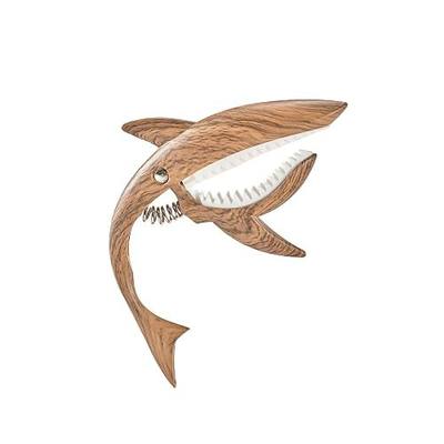 shark Capo, Suitable for acoustic guitar, electric guitar, classical guitar, with 3 picks, 1 pick bag, 1 velvet bag, zinc alloy material capo (Wood color)