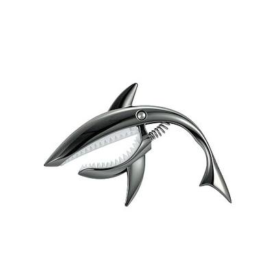 shark Capo, Suitable for acoustic guitar, electric guitar, classical guitar, with 3 picks, 1 pick bag, 1 velvet bag, zinc alloy material capo (Gun color)