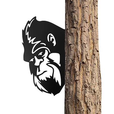 13.4x8.7 IN Sasquatch Peek Metal Sign Bigfoot Yard Decor | Funny Big Foot Animal Cutout Plaque Sculpture Silhouette Art Tree Fence Garden Patio House Wall Porch Man Cave Cabin