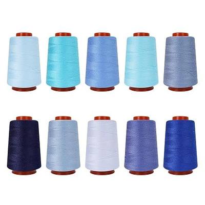 10 Pcs Sewing Thread Set, All Purpose Sewing Thread, 10 Spools Assorted Colors Each 800 Yards of Polyester Threads for Sewing Machine, Hand Stitching, Quilting, Serger (Blue Color System)