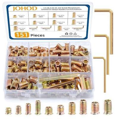 151 PCS M6 M8 M10 Threaded Inserts for Wood, Heavy Duty Carbon Steel Wood Insert Nuts Kit, Hex Socket Screw-in Furniture Nuts with Wrenches for Bed Frame, Cabinet, Chair Repair