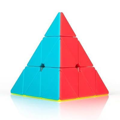 Stickerless Pyraminx Speed Cube with Stand & Guide for Kids & Adults | Smooth-turning STEM puzzle with display stand. Great for classrooms, travel, office desks, gifts and brain training.