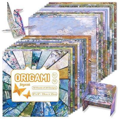 JoyCat Monet Patterned Origami Paper, 50 Double-Sided Sheets, 6x6 Inch | 20 Monet-inspired watercolor designs add soft Impressionist color to origami, scrapbooking, card making and paper crafts.