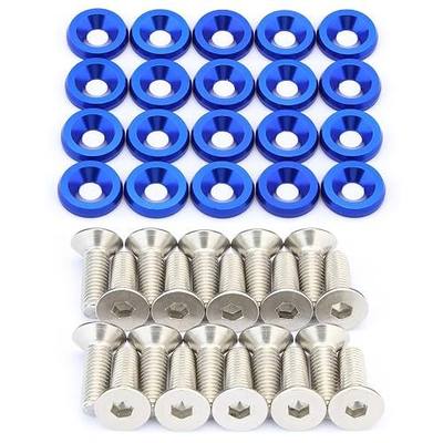 20 pcs CNC Finishing Countersunk Washer,M6x20mm 304 Stainless Steel Screw,for RC/FPV/PC/Drone/Mechanical Accessories Parts DIY Models (Blue)