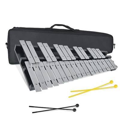 30 Notes Collapsible Glockenspiel Xylophone, Percussion Instrument Kit for Birthdays, Christmas Gift, Professional Bell Kit for Beginner, Includes 2 Mallets and Carrying Bag