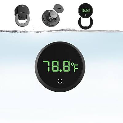 Carefree Fish Aquarium Removable Thermometer Digital Cordless Replaceable Battery LED Display Temperature Measurement Error ±0.9℉(US Patent Number:D1038779S)
