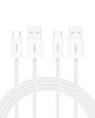Belkin USB A to USB C 15W Braided Cable 2 Pack, 6.6ft iPhone Charger Cord