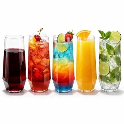 Oojami 48 Pack Disposable Plastic Wine Glasses 9 oz - Diamond Stemless | Shatterproof BPA-Free Champagne Glasses, Cocktail Cups, Mimosa Cups, Unbreakable Recyclable, Weddings Parties Bulk - Oojami