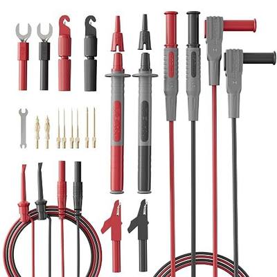 25-Piece Silicone Multimeter Test Leads, Automotive Back Probe Kit | 40-inch CAT III 1000V/CAT IV 600V silicone leads with shrouded 4mm banana plugs, back probes, alligator clips and tips.