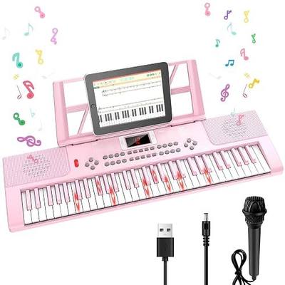 61 Keys Kid Piano Keyboard with Light-up Keys Teaching Mode Dual Speaker