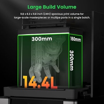 UniFormation GK3 Ultra 13.5-Inch Large Resin 3D Printer 16K High-Resolution LCD 3D Resin Printer Big Build Volume 11.8x6.3x11.8in, Auto Resin Heating, Auto Feeding System for Professional 3D Printing