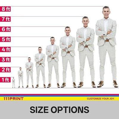 Custom Life Size Cardboard Cutout, Personalized Photo Standup, High Resolution Print, Decor for Weddings, Birthdays, Graduations & Events, 1-8 FT to Choose, Upload Your Photo