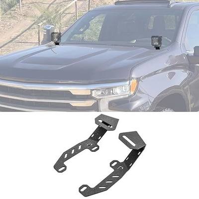 Ditch Light Brackets Fit for Silverado Fit for Sierra 1500 22-26 | Hood Light Mount Bracket,Heavy Duty Steel,No Drill installation,Wrinkle Coated Black,Sturdy & Durable,Bolt-on Application