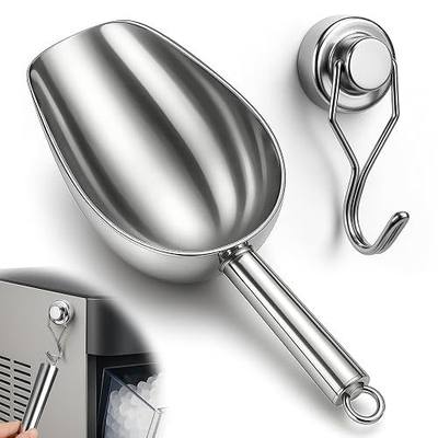 Stainless Steel Ice Scoop for Freezer with Magnetic Hook | Ice Scoop for GE Profile Opal 2.0 Nugget Ice Maker, for Kitchen Ice Bucket Bar Party Accessories(8OZ-Silver)