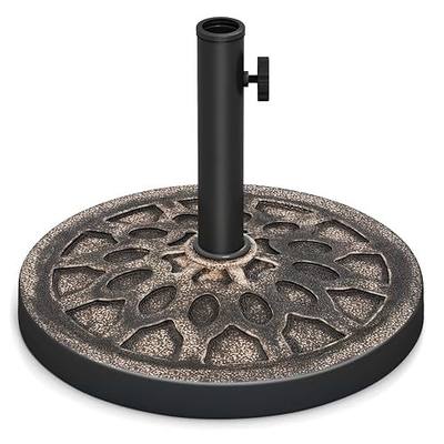 Tangkula 30 lbs Heavy Duty Umbrella Base, Round Parasol Holder with Adjustable Knob for Φ1.5-Φ1.9 Pole, Resin Umbrella Stand with Decorative Pattern, Easy Setup