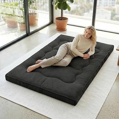 cidludto Japanese Floor Futon Mattress Twin Size,4" Futons Sofa Couch Bed, Floor Mattress for Adults, Thicker Tatami Mat Sleeping Pad Foldable, Floor Futons Cushions, Black