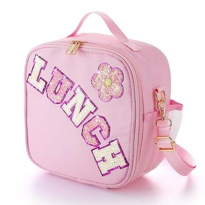 Alphatool Insulated Kids Lunch Bag with Adjustable Strap for Girls, Pink | Easy to Clean, Reusable Lunch Bag, Holds Kids Lunch Box Snacks Water Bottles, for School