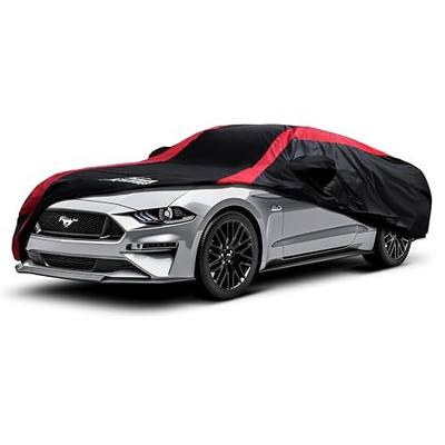 Mustang Car Cover Waterproof All Weather with Red Strip Design, Custom Fit for Ford Mustang 1994–2025, Mustang Accessory with Door Zipper & Windproof Straps