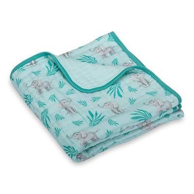 LollyBanks Muslin Baby Blanket 100% Cotton, Muslin Quilt Lightweight, 6 Layers Soft Blanket Neutral, 47"x 47" Toddler Blankets for Girls and Boys, Nursery Receiving Blankets (Elephant Print)