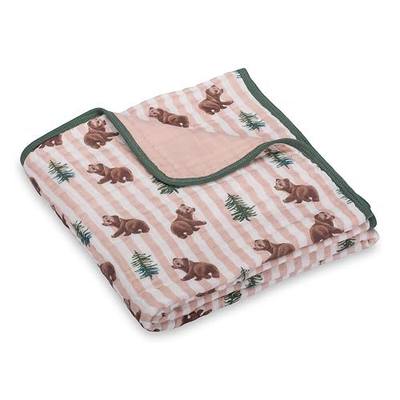 LollyBanks Muslin Baby Blanket 100% Cotton, Muslin Quilt Lightweight, 6 Layers Soft Blanket Neutral, 47"x 47" Toddler Blankets for Girls and Boys, Nursery Receiving Blankets (Bear Print)