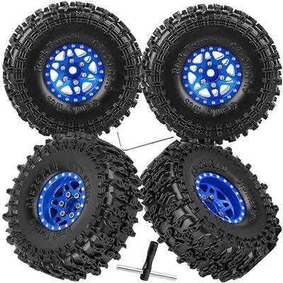 for SCX24 TRX4M 1/24 1/18 RC Crawler Car,Aluminum 1.0" Beadlock Wheel Tires Wheel Hub Wheels Rim 4PCS 1.0in Beadlock Wheel Rims Heavy Duty Rim,Navy Blue
