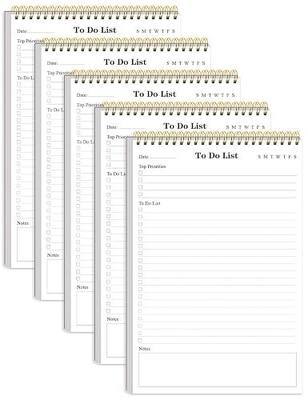 Yaridar (5-Pack) To Do List Notepad - A5 Undated Daily Planner, 250 Sheets/500 Pages To Do List Notebook for Work, Spiral Waterproof Notepad for Office Supplies, School Planner, 5.8" x 8.3"