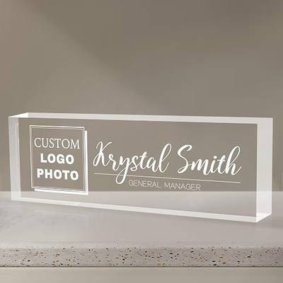 Custom Name Plate for Desk | Personalized Logo Desk Name Plate | Personalized Boss Employee Teacher Appreciation Gifts | Acrylic Name Plate Office Desk Accessories