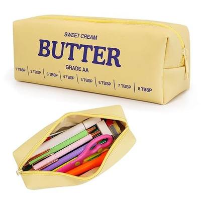Funny Butter Sticks Soft Pencil Case Pouch College School Supplies | Pencil Box with Zipper for Teen Girls Boys Women Men Adults, Pen Bag Back to School Stationary Gift for Student Teacher