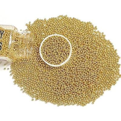 Homipooty Nonpareils Sprinkles Edible Gold Pearl Sugar Sprinkles 110g/3.88oz 2mm Mini Gold Pearls Baking Cakes Cupcake Topper and Cake Decorations for Valentines Day Halloween Christmas