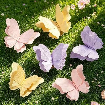 SUNBEAUTY Butterfly Party Decorations Hanging Butterfly Decorations 6Pcs Crepe Paper Garden 3D Butterflies Decor Pastel Paper Butterflies Decoration for Wedding Baby Shower Birthday Party Room Decor