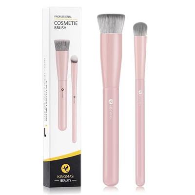 KINGMAS Foundation Makeup Brushes, Flat Top Kabuki Concealer Brush | Under Eye Nose Contour Brush for Liquid Cream Powder Blending Buffing (Flat Top Pink)