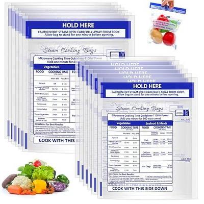 24 Pcs Microwave Steam Bags for Cooking 12 Medium and 12 Large Sizes | Reusable Zipper Steamer Bags Microwave Steaming Bag for Vegetables Potatoes Meat Frozen Food