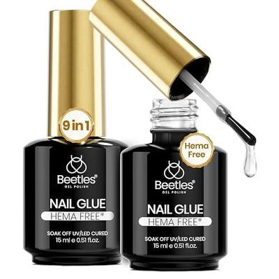 Beetles 2Pcs 15ml Hema-Free Nail Glue Gel for Acrylic Nail Tips | Clear Press On Nails, TPO Free Super Strong UV Nail Glue for Nail Extensions, DIY Long Lasting Nail Gel Kit, Gift for Women