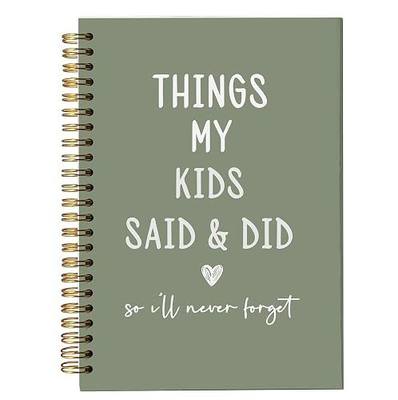 bitCNY Things My Kids Said & Did Notebook – Funny Quote Memory Journal for Parents – Sage Green and White Design, Keepsake for Moms and Dads - 5.5x8.3 Inch (White Characters)
