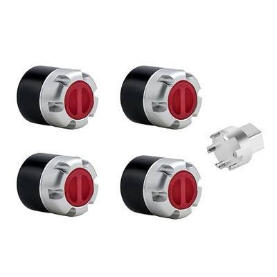 DJX M4 Wheel Nuts Center Locking Hubs Wheel Caps W/Tool for Traxxas TRX4 Axial SCX10 90046 D90 Tamiya Redcat HPI 1/10 RC Crawler Car(Red)