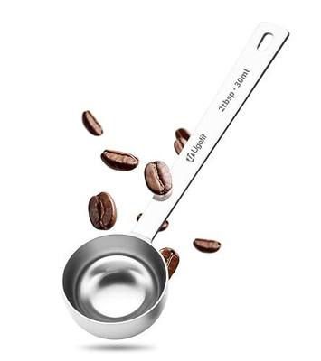 Ugotit Coffee Scoop for Ground Coffee 2 Tbsp- 304 Stainless Steel Long Handled Measuring Spoon for Coffee, Tea, Sugar & Spices, Durable & Dishwasher Safe