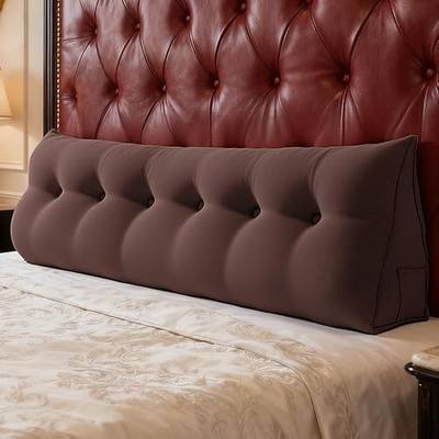WOWMAX Headboard Pillow for California King Size Bed, Multifunctional Upholstered Headboard Pillows, Triangular Long Wedge Pillow for Wall No Need to Assembly, Linen & Cutton Blend, Brown
