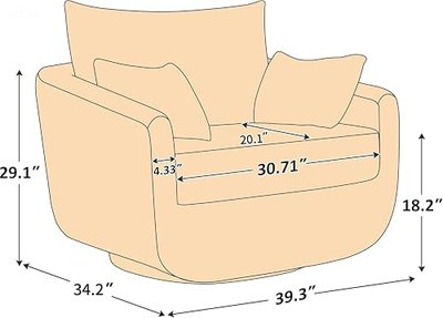 360° Swivel Accent Armchair, 39.3" Oversized, Sherpa Boucle Fabric Sofa Chair with Removable Back & Arm Pillows, Swivel Chair with Cozy Soft Padded (1, Camel)