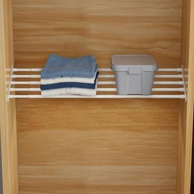 Expandable Wall-Mounted Closet Shelf Organizer, Adjustable Storage Rack, Heavy Duty (White, 31.5" - 42")