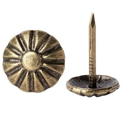 7/16 Inch Antique Brass Upholstery Tacks, 120Pcs Furniture Decorative Heavy Duty Tacks, Upholstery Pins Nails for Sofa, Headboard, Bed, Chair, Jewelry Box and DIY Project