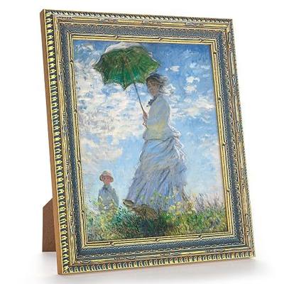 GULETHUN Vintage Gold Raised Frame with Blue Accent, 8x10 Ornate Picture Frames, Home Decor Antique Gallery Poster Photo Frames 8 by 10, Horizontal or Vertical Display
