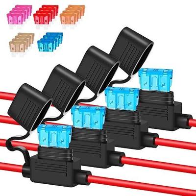 Anyongora 4 Pack 16AWG Inline Fuse Holder, Waterproof Precision 12V/24V Automotive Fuse Holder Kit with 20pcs ATC/ATO Fuses (3A-15A), Tinned Copper Wire for Dash Cam GPS