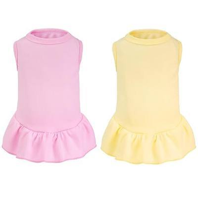 2 Pcs Dog Dress Cute Cat Skirt Solid Color Summer Clothes for Small Pet Dogs Cat (Yellow,Pink, X-Small)