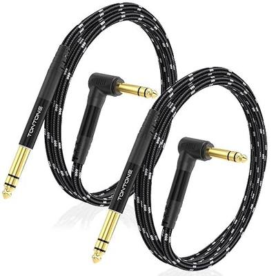 1/4 Inch TRS Cable Right Angle to Straight 2-Pack 3.3FT, 6.35mm Balanced 1/4 Audio Cable for Electric Guitar Bass Keyboard Mixer Amplifier Speaker