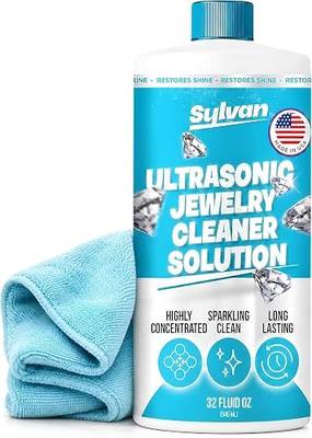 32 Oz Ultrasonic Jewelry Cleaner Solution + Free Cloth | 500+ Uses | Made in The USA | Compatible with All Ultrasonic Cleaners | Cleaner Liquid | Rings, Necklaces & Eyewear