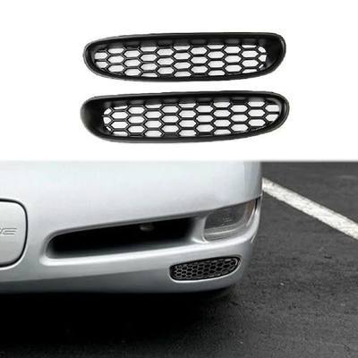 Black Front Bump Reseau Cover Fog Trim Accessories for 1997-2004 Chevrolet Corvette C5 (Type A)