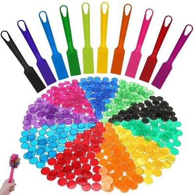 SAYAYA 10 PCS Magnetic Bingo Wand and Chips 7.87 inches Multi Colors Magnetic Wand with 500 PCS Bingo Chips for Counting Science Learning Family Game Night Activities