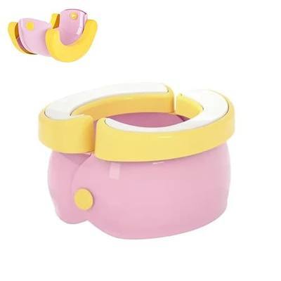 PandaEar Portable Travel Potty Seat, Foldable Toddler Potty for Car (Pink) | Foldable potty seat with splash guard, easy setup compact storage in seconds, road trips & outdoor adventures camping