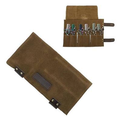 VOCOSTE Barber Scissors Bag Roll Up, Durable & Foldable Salons Tool Pouch with Multi-Pockets, Hair Scissor Shears Cases for Hair Stylists, Coffee Color